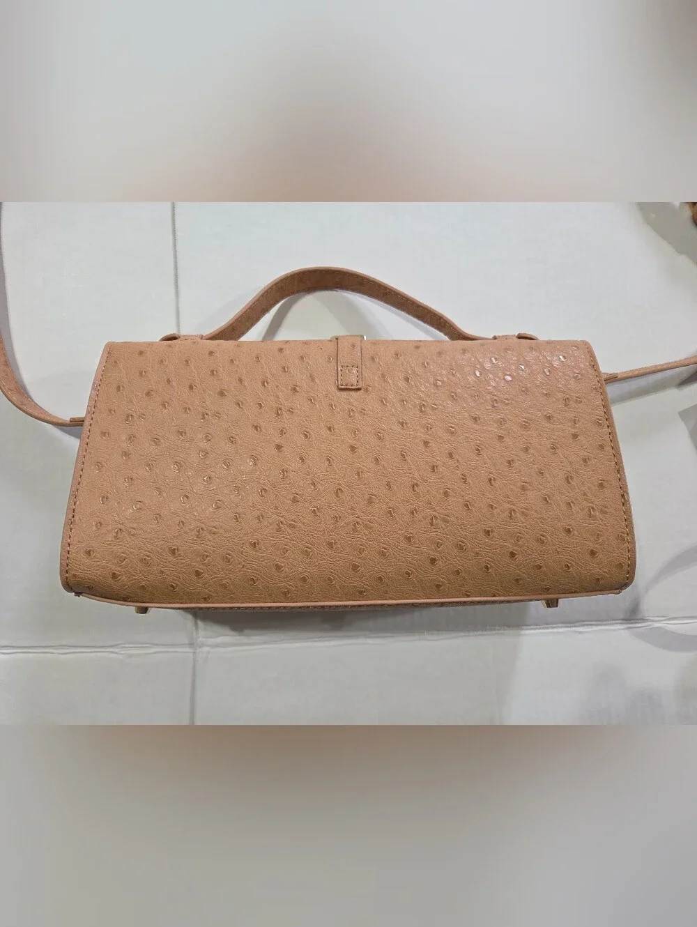 Tan Urban Expressions Faux-Ostrich Top Handle Crossbody Bag